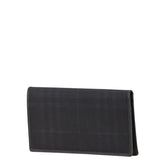 バーバリー チェック 長財布 ブラック ネイビー スウェット レザー レディース BURBERRY 【中古】